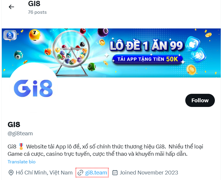 Tìm kiếm Gi8d.pro thông qua Twiter