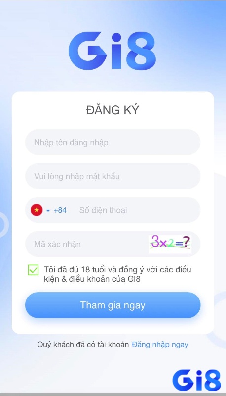 Đăng ký tài khoản cá cược trên web cược Gi8 rất đơn giản