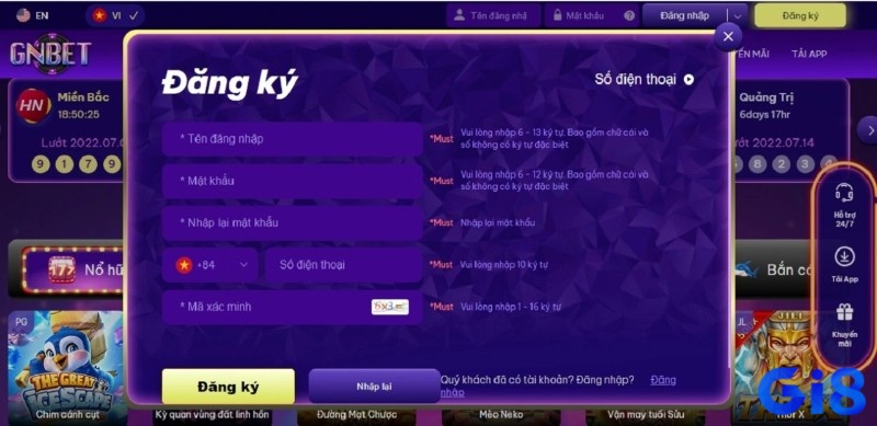 Đăng ký Gnbet Gi8 hướng dẫn các bước chi tiết
