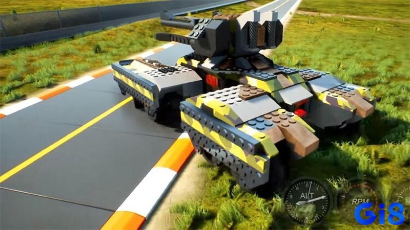Đồ họa của game Brick Rigs mang phong cách hoạt hình dễ thương, tươi sáng và bắt mắt, tạo nên một thế giới vui nhộn và đầy màu sắc