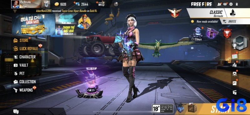 Free Fire Max sở hữu bộ sưu tập skin vũ khí và trang phục độc quyền với thiết kế tinh xảo và hiệu ứng đặc biệt