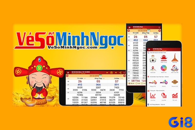 Giao diện KQXS Minh Ngọc hiển thị kết quả 3 miền và thống kê chi tiết.
