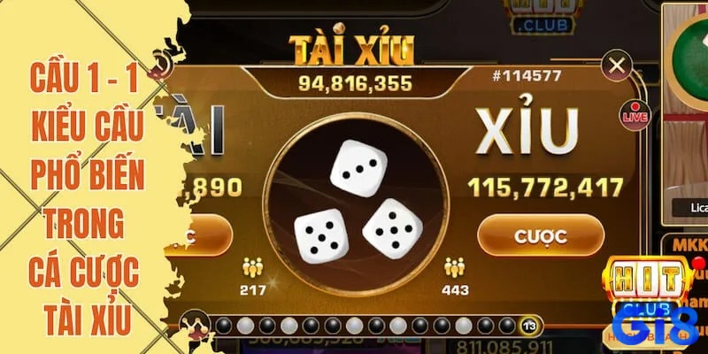 Cầu 1-1 (cầu xen kẽ) - Kết quả Tài và Xỉu luân phiên đều đặn, tạo sự ổn định ngắn hạn và dễ dự đoán trong từng ván