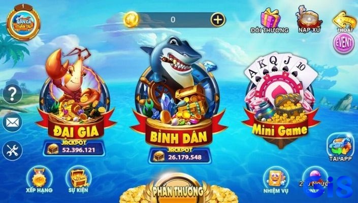 Bắn cá Thần Tài có nhiều sảnh chơi phù hợp với kỹ năng của mọi ngư thủ