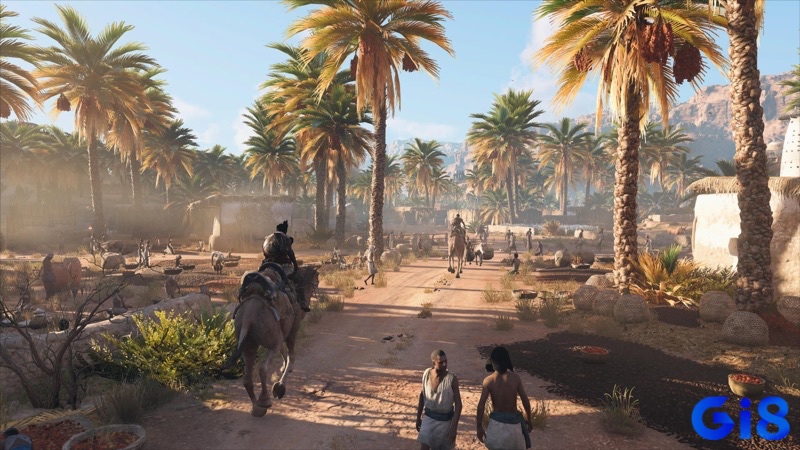 Game Assassin’s Creed Origins tái hiện Ai Cập cổ với đồ họa sống động, từ kim tự tháp, đền đài đến sa mạc rộng lớn và chi tiết nhân vật chân thực