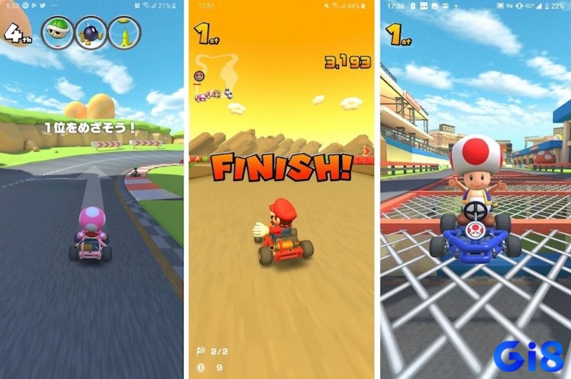 Mario Kart Tour nổi bật nhờ đồ họa tươi sáng và gameplay thân thiện với mọi người chơi