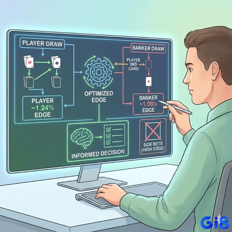Người chơi hiểu luật rút bài Banker và Player, tối ưu hóa lợi thế nhà cái, tránh cược phụ