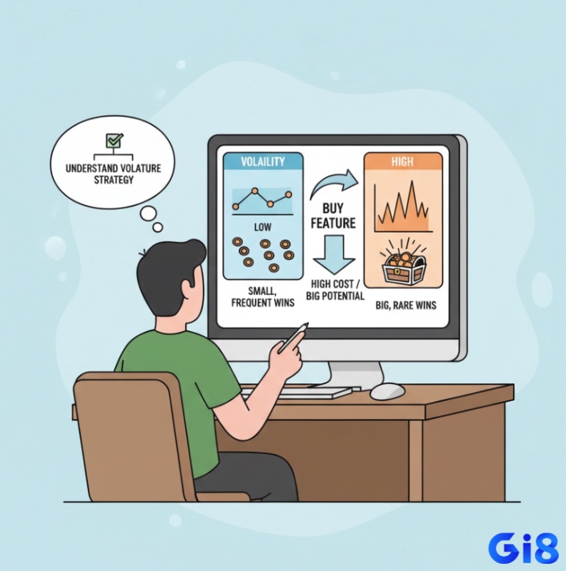 Người chơi slot phân tích mối liên hệ giữa tính năng mua thưởng và độ biến động để đưa ra chiến lược phù hợp
