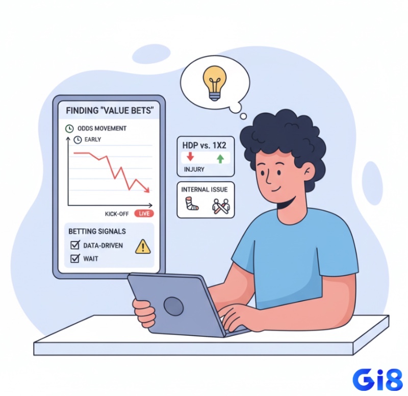 Người phân tích cá cược theo dõi biến động tỷ lệ kèo trên biểu đồ, so sánh kèo sớm và kèo cuối để tìm kiếm “kèo thơm”