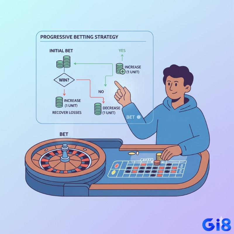 Người chơi tìm hiểu chiến thuật đặt cược tiến triển để điều chỉnh mức cược dựa trên kết quả và tối ưu lợi nhuận