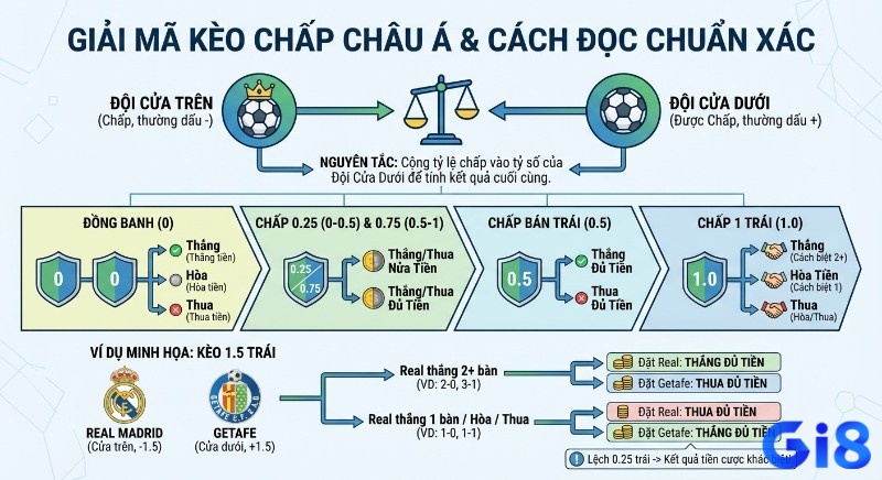 Giải mã kèo chấp Châu Á và cách tính tiền thắng thua chi tiết theo từng loại kèo đồng banh đến chấp 1.0