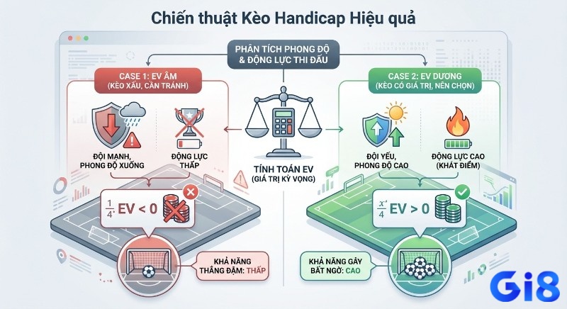 Hướng dẫn đánh giá kèo Handicap bằng cách phân tích phong độ, động lực thi đấu và tính toán EV để tìm kèo có giá trị