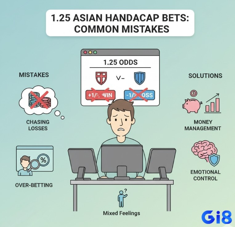 Người chơi cá cược kèo 1.25 cần nhận diện và khắc phục những sai lầm phổ biến để nâng cao hiệu quả và tránh thua lỗ