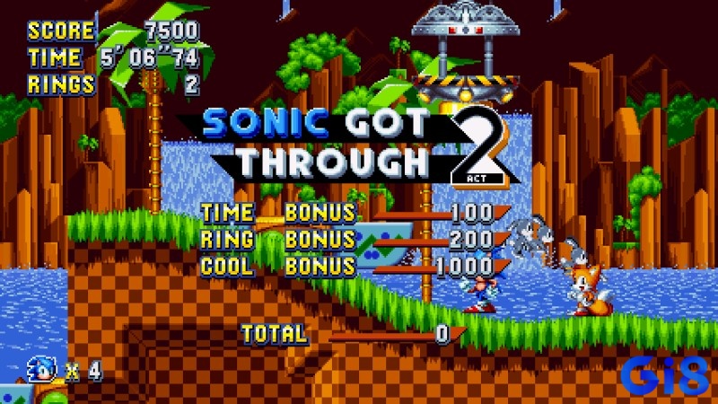 Màn hình hiển thị thời gian hoàn thành và đường chạy trong chế độ bấm giờ của game Sonic Mania