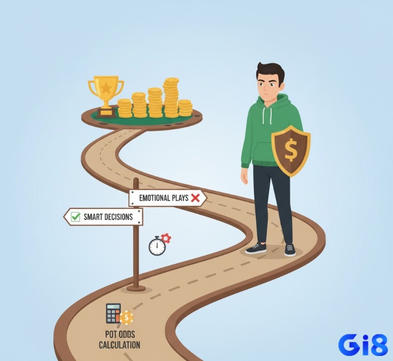 Người chơi poker kiên định áp dụng Pot Odds trong poker là gì để đưa ra quyết định thông minh, quản lý vốn hiệu quả và đạt lợi nhuận lâu dài