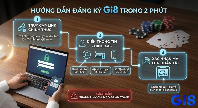 Quy trình 3 bước đăng ký Gi8 trong 2 phút, hướng dẫn thực chiến truy cập link chính thức và bảo mật thông tin