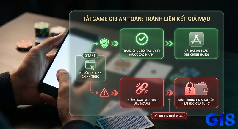 Quy trình GI8 tải game chính thức an toàn, so sánh rõ rủi ro tín nhiệm cao từ link giả mạo gây mất thông tin, tài sản