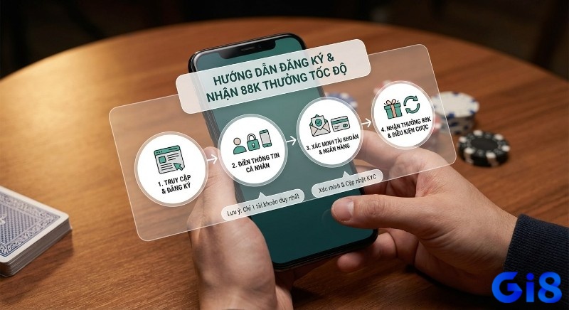Hướng dẫn 4 bước đăng ký tài khoản Gi8 nhận thưởng 88K tốc độ, cùng các lưu ý về KYC và tài khoản duy nhất