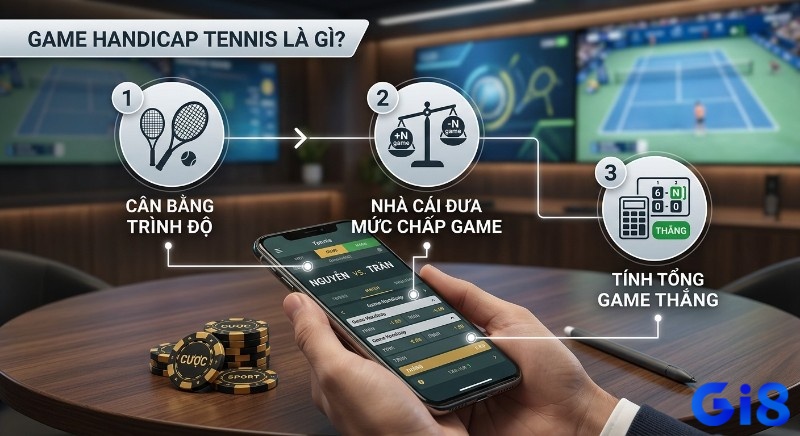 Quy trình 3 bước giải thích, game handicap tennis là gì, từ việc cân bằng trình độ đến nhà cái đưa mức chấp và tính tổng game thắng