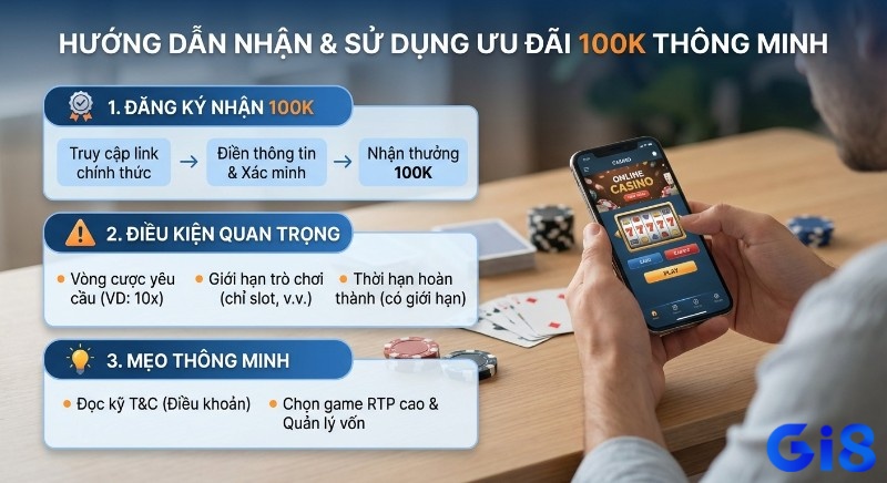 Hướng dẫn chi tiết Đăng ký GI8 nhận ngay 100K, liệt kê điều kiện quan trọng và mẹo thông minh để "ăn" khuyến mãi