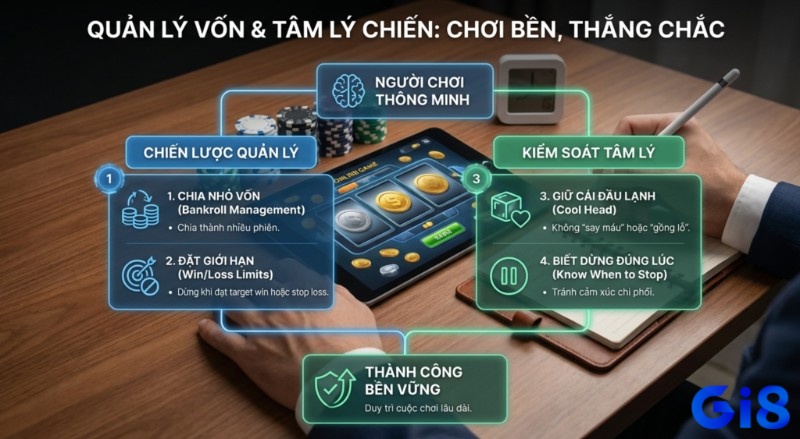 Tổng quan chiến lược giúp người chơi thông minh quản lý vốn, kiểm soát tâm lý để chơi bền, thắng chắc và thành công bền vững