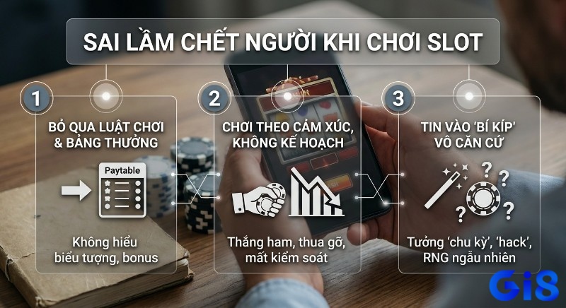 Tổng hợp 3 sai lầm chết người cần tránh khi chơi slot game để không mất kiểm soát và tin điều vô căn cứ
