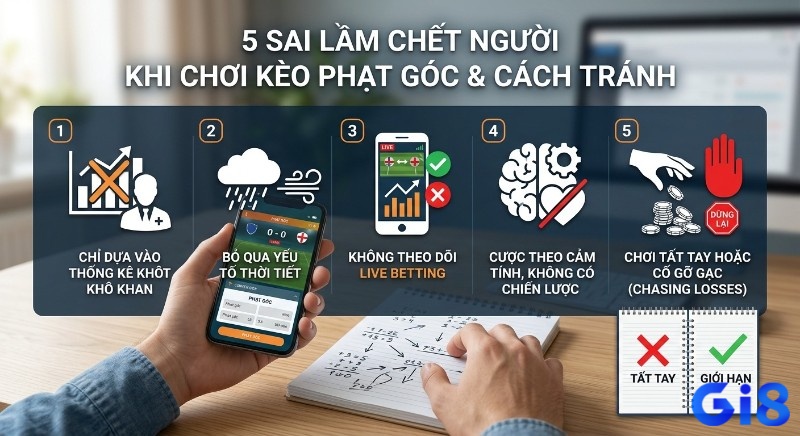 Hướng dẫn 5 sai lầm chết người khi chơi kèo cá cược bóng đá kèo góc và cách tránh, không theo cảm tính, biết giới hạn