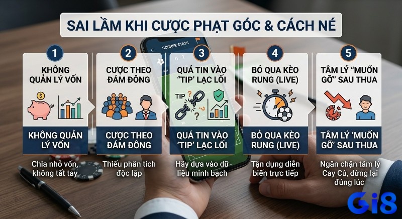 Checklist 5 sai lầm chết người khi cược tài xỉu phạt góc: quản lý vốn hiệu quả, tận dụng kèo rung, dừng lại đúng lúc