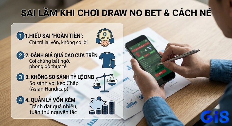 Checklist 4 sai lầm thường gặp, khi chơi kèo Draw No Bet là gì, và cách né, giúp người chơi cá độ bóng đá tránh rủi ro tài chính