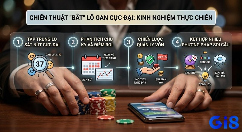 Chiến thuật 4 bước kinh nghiệm bắt lô gan cực đại là gì: tập trung lô sát nút, phân tích chu kỳ, quản lý vốn và kết hợp đa phương pháp soi cầu