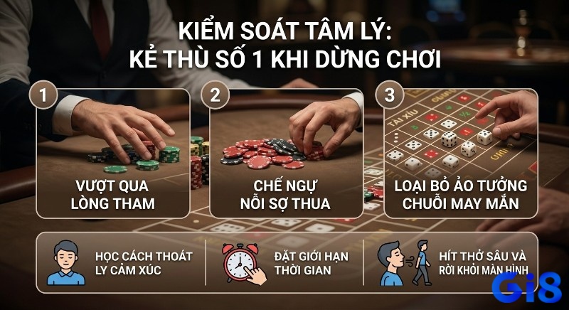 Hướng dẫn 3 bước kiểm soát tâm lý để dừng chơi, vượt lòng tham, nỗi sợ thua, loại bỏ ảo tưởng may mắn
