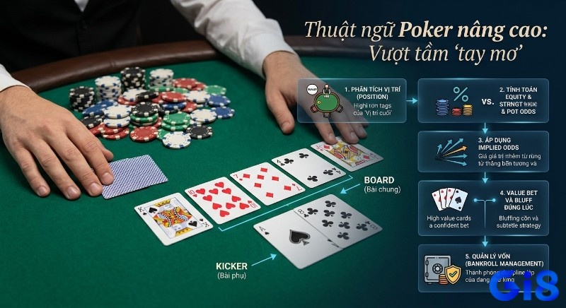 Quy trình 5 bước chiến lược Poker nâng cao: Phân tích vị trí, tính toán xác suất, áp dụng cược và quản lý vốn