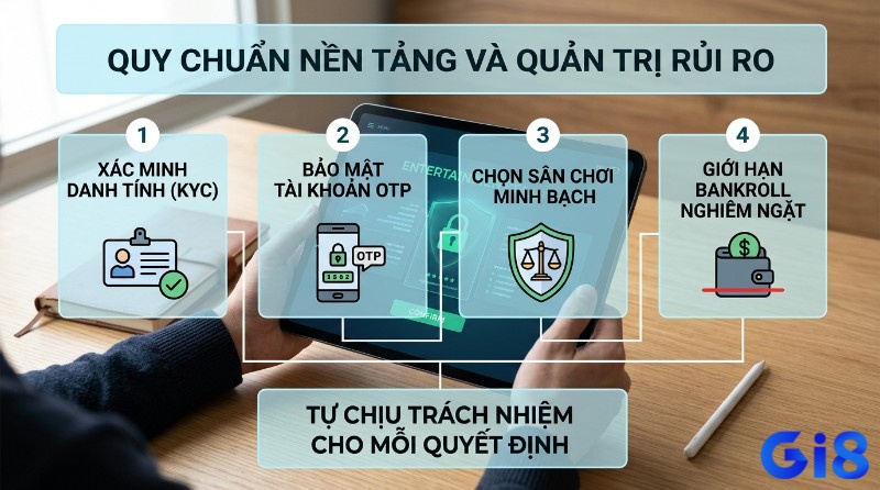 Quy chuẩn quản trị rủi ro tín nhiệm: xác minh KYC, bảo mật OTP, chọn sân chơi minh bạch, giới hạn bankroll nghiêm ngặt, tự chịu trách nhiệm