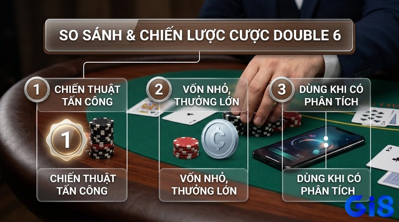 So sánh chiến lược cược Sicbo Double 6 là gì với 3 điểm: chiến thuật tấn công, vốn nhỏ thưởng lớn, và dùng khi có phân tích