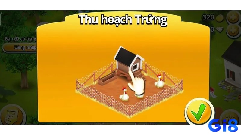 Người chơi thu hoạch nông sản trong game hay day trên điện thoại