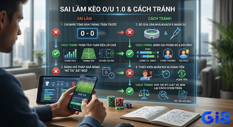 Cách tránh sai lầm đặt kèo O/U 1.0 là gì, tập trung phân tích toàn diện và duy trì kỷ luật cá cược