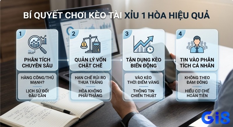 Quy trình 4 bước chơi kèo tài xỉu 1 hòa tối ưu lợi nhuận: phân tích, quản lý vốn, tận dụng biến động, tin cá nhân