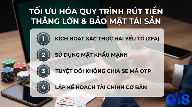 Tối ưu hóa rút tiền thắng lớn, bảo mật tài sản: 4 bước kích hoạt 2FA, mật khẩu mạnh, không chia sẻ OTP, lập kế hoạch tài chính cơ bản